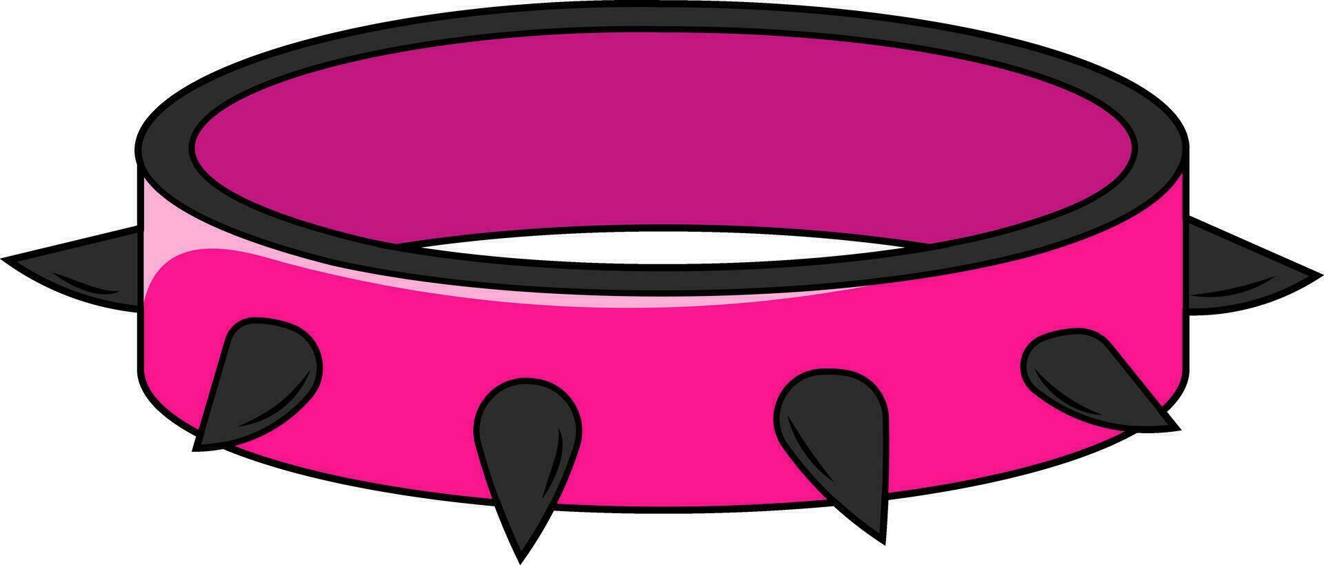 Emo collar with spikes, an accessory for glamorous rock in trendy 2000s colors black with acid pink on transparent background vector
