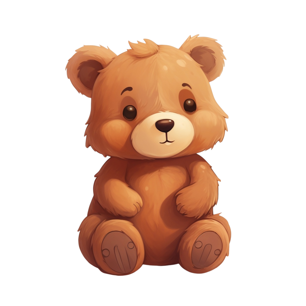 AI Generative Cute Cartoon Teddy Bear No Background Applicable to any context Perfect for print on demand merchandise png