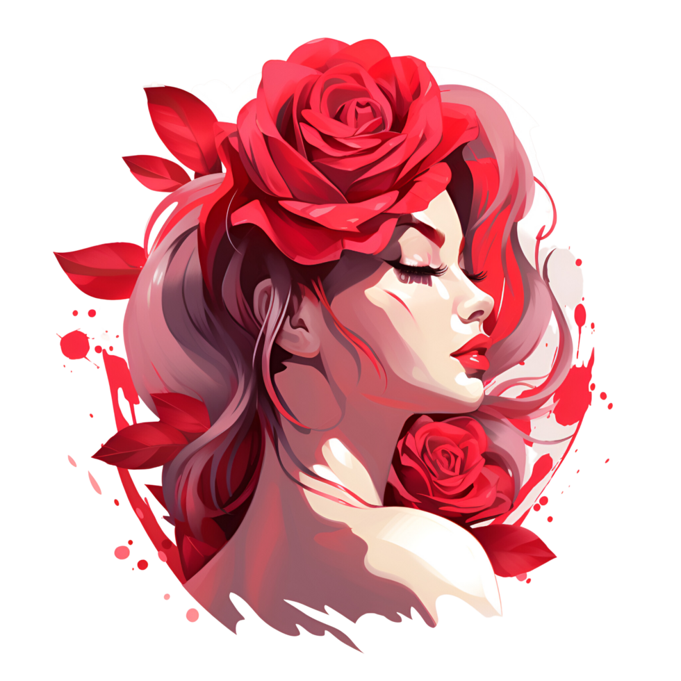 AI Generated Artistic Rose Drawing Painting No Background Image Applicable to any context Perfect for print on demand merchandise png
