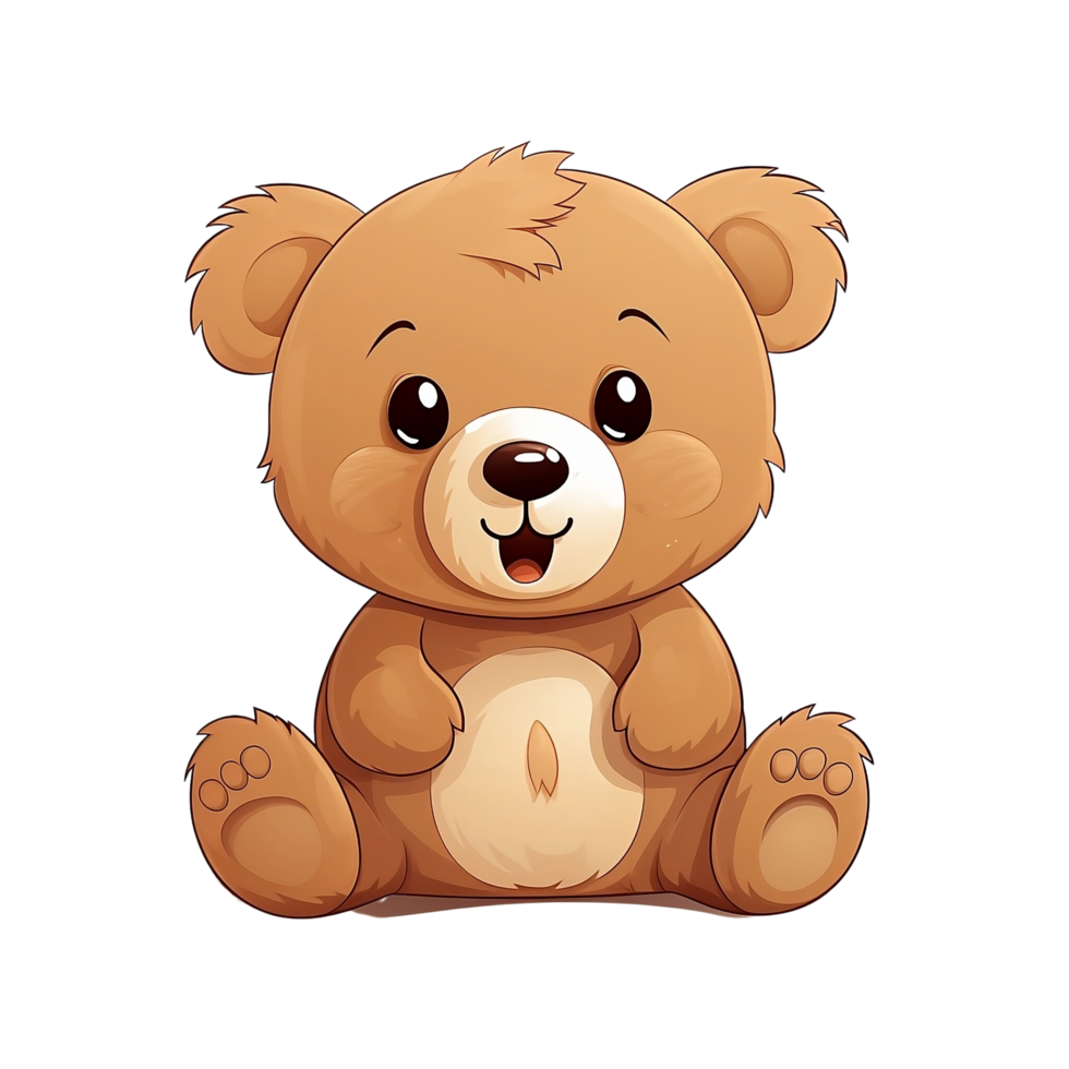 AI Generative Cute Cartoon Teddy Bear No Background Applicable to any context Perfect for print on demand merchandise png
