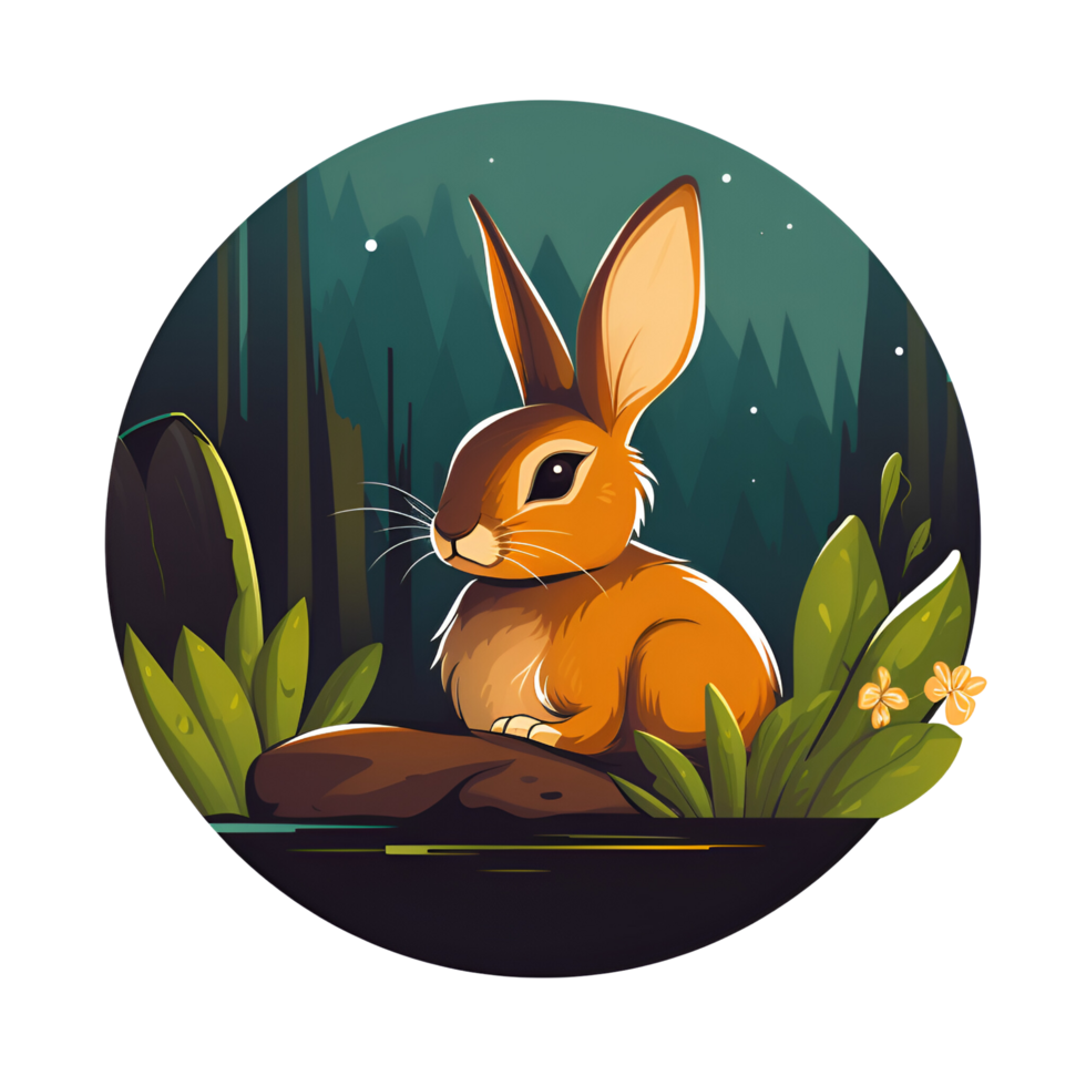 AI Generative Cute Cartoon Style Rabbit Bunny No Background Image Applicable to any Context Perfect for Print on demand Merchandise png