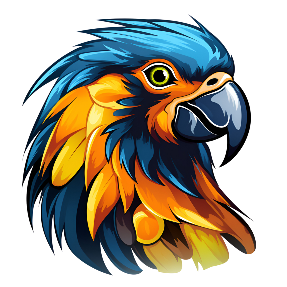 AI Generated Artistic Style Cartoon Parrot No Background Image Applicable to any context Perfect for print on demand merchandise png