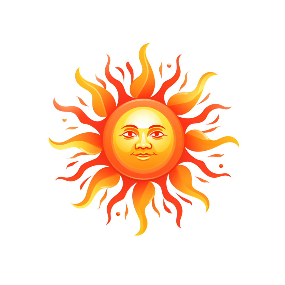 AI Generative The Sun The Sun God Cartoon Style No Background Applicable to any context Perfect for print on demand merchandise png
