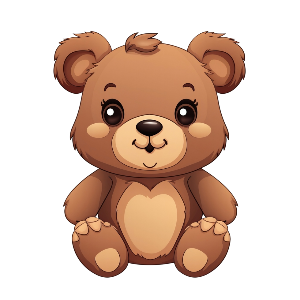 AI Generative Cute Cartoon Teddy Bear No Background Applicable to any context Perfect for print on demand merchandise png