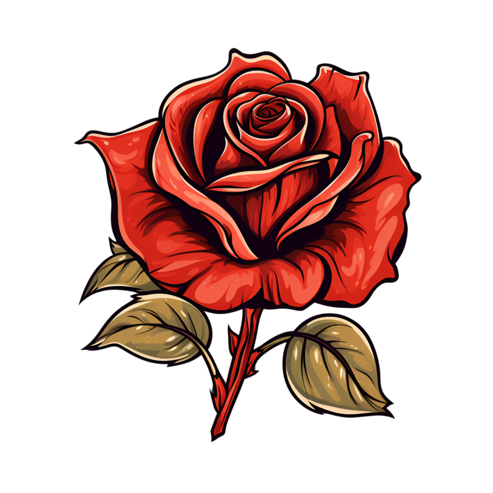 AI Generated Artistic Rose Drawing Painting No Background Image Applicable to any context Perfect for print on demand merchandise png