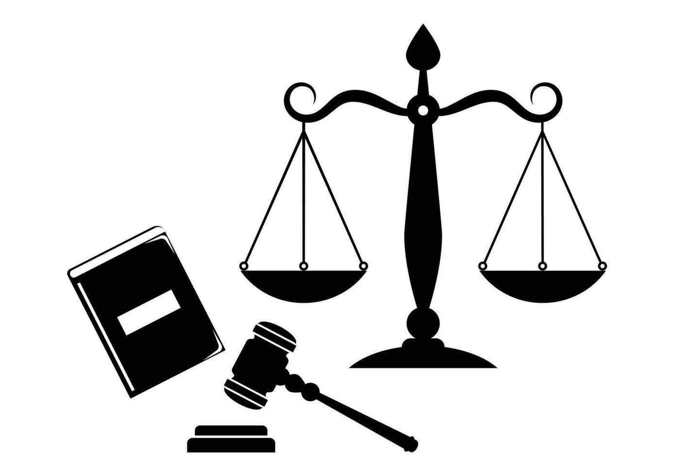 Black and White Law and Justice Concept Vector Silhouette.jpg