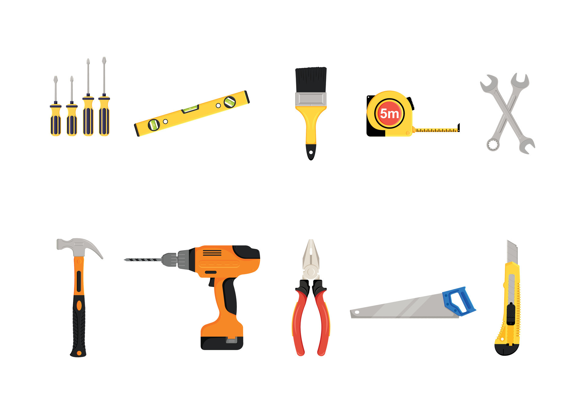 Set of construction tools vector illustration on white background