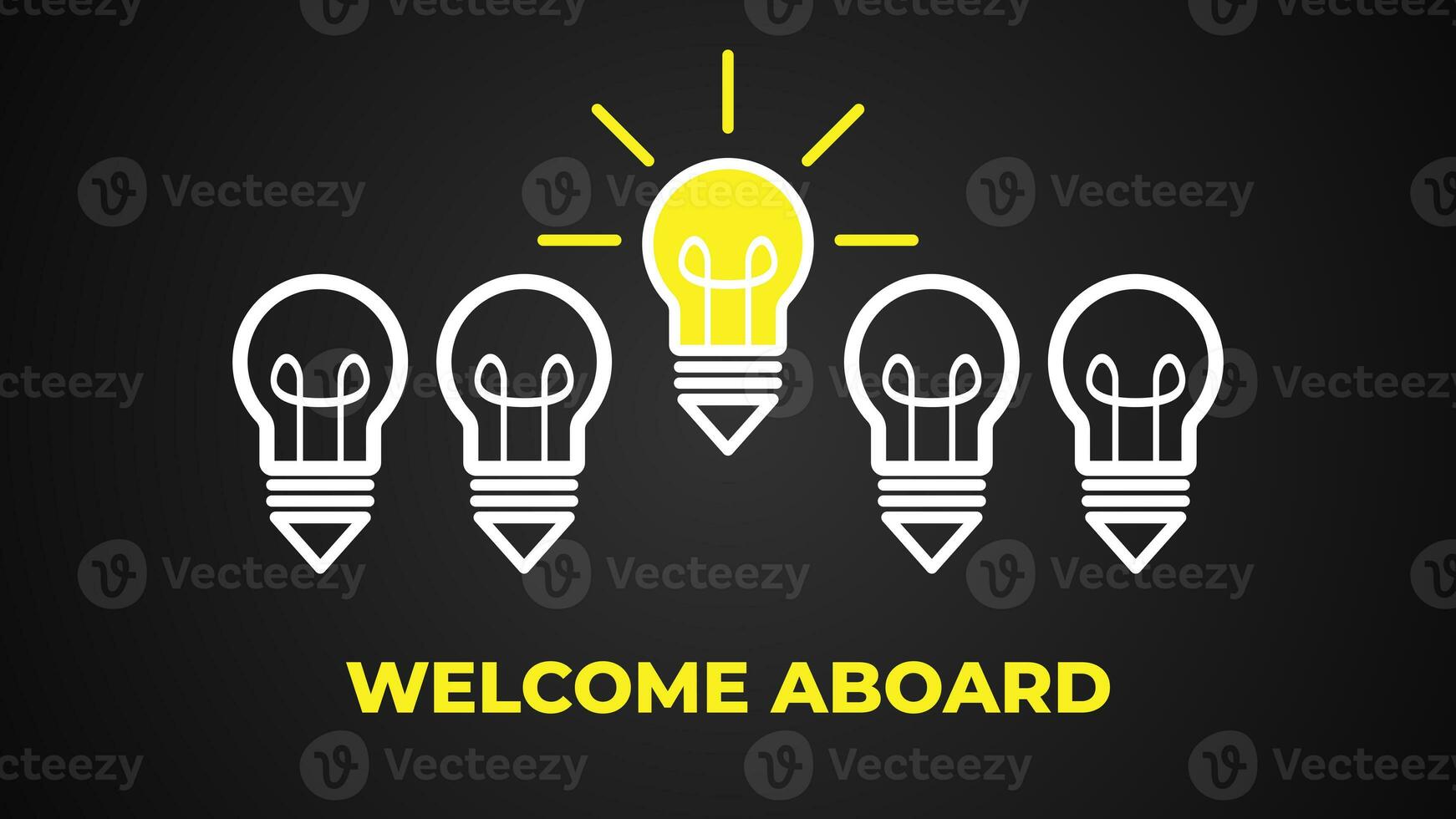 Welcome Aboard with light bulb illustration. Business concept, strategy, plan, planning. photo