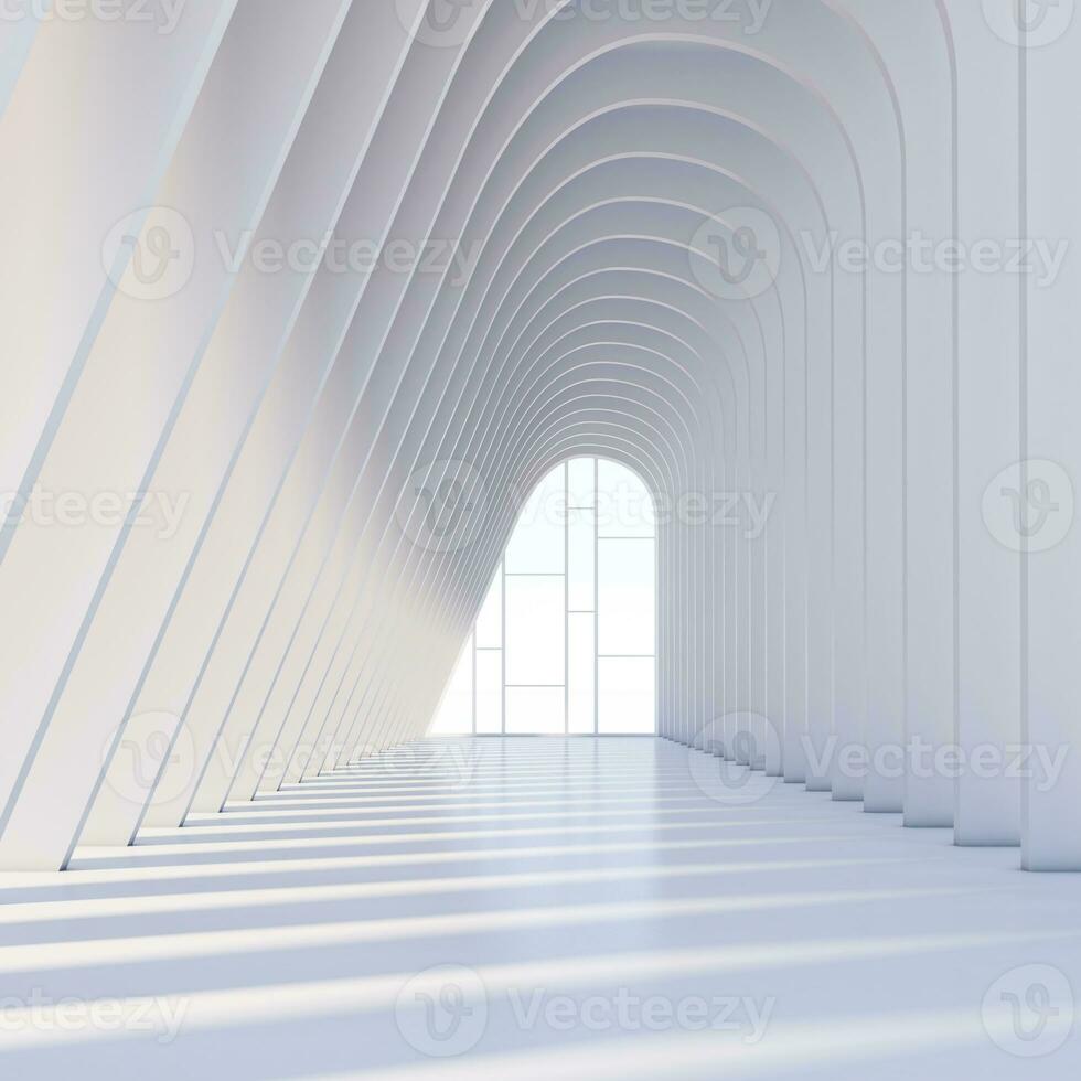 White minimalist architecture with product presentation.3d rendering photo