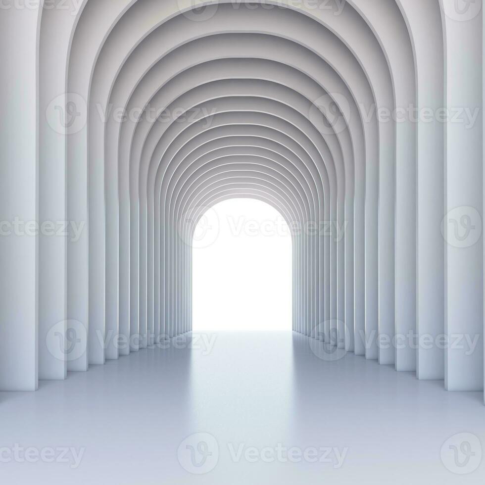 White minimalist architecture with product presentation.3d rendering photo