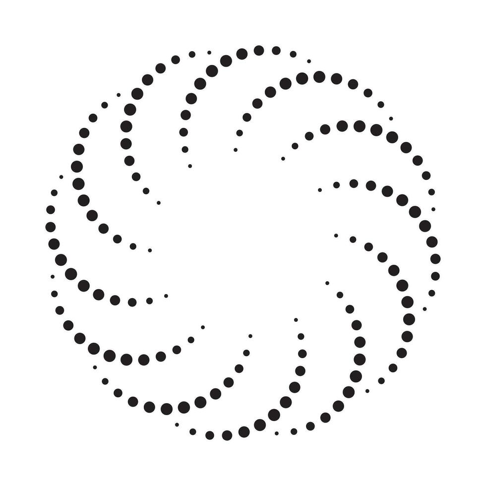 Dotted spiral vortex design element, vector illustration.