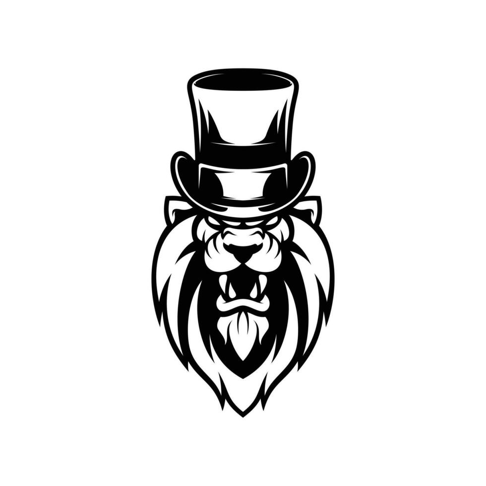 Lion Tophat Outline vector