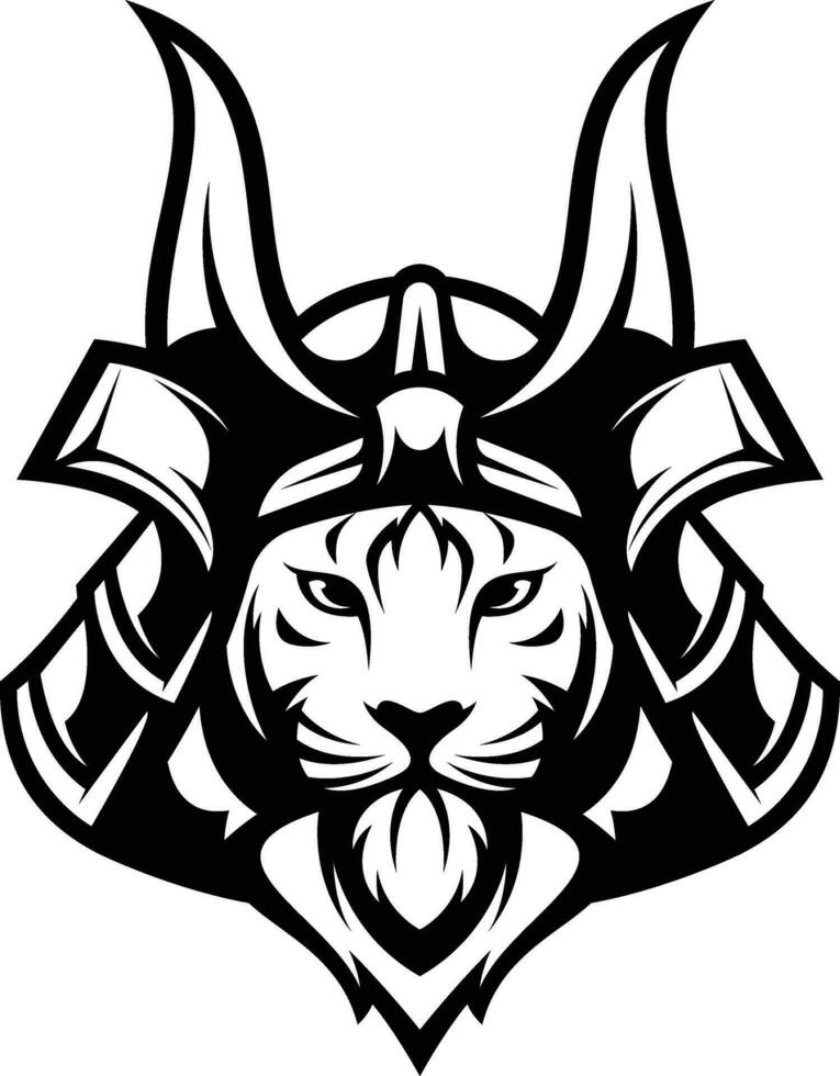 Tiger Samurai Outline vector