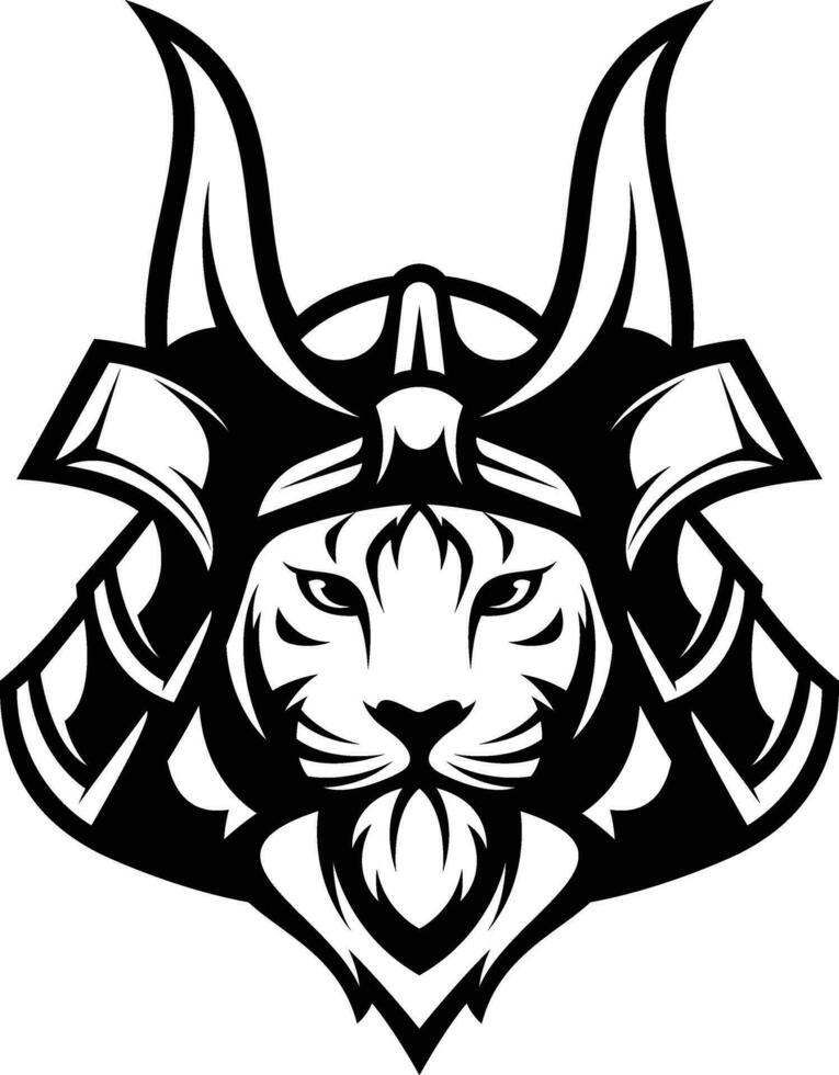 Tiger Samurai Outline vector