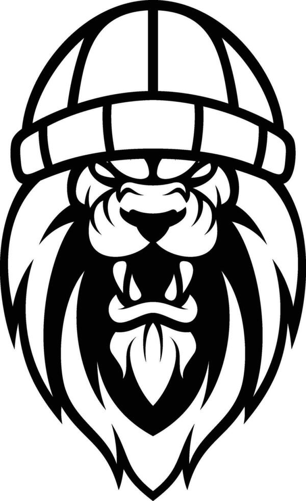 Lion Beaniehat Outline vector