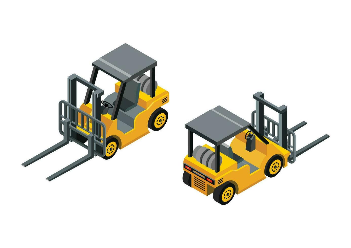 Isometric vector forklift truck on white background