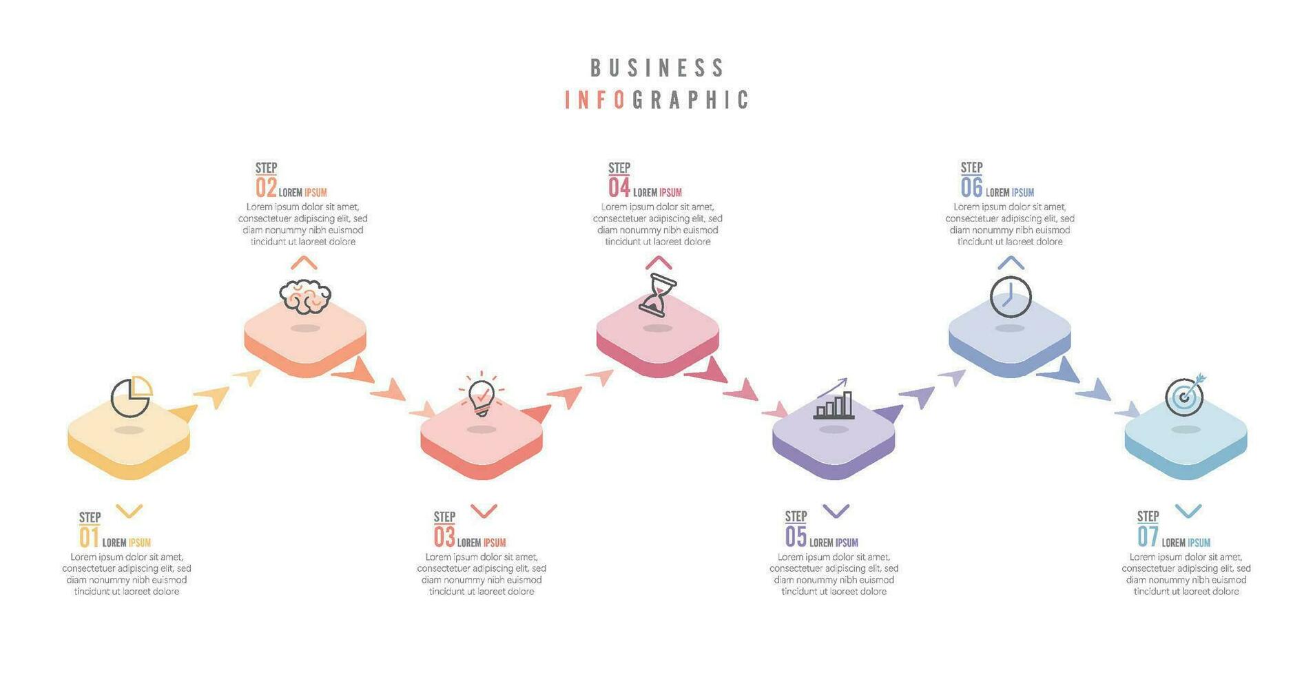 plantilla infográfica vectorial con etiqueta de papel 3d, círculos integrados. concepto de negocio con 7 opciones. para contenido, diagrama, diagrama de flujo, pasos, partes, infografías de línea de tiempo, flujo de trabajo, gráfico. vector