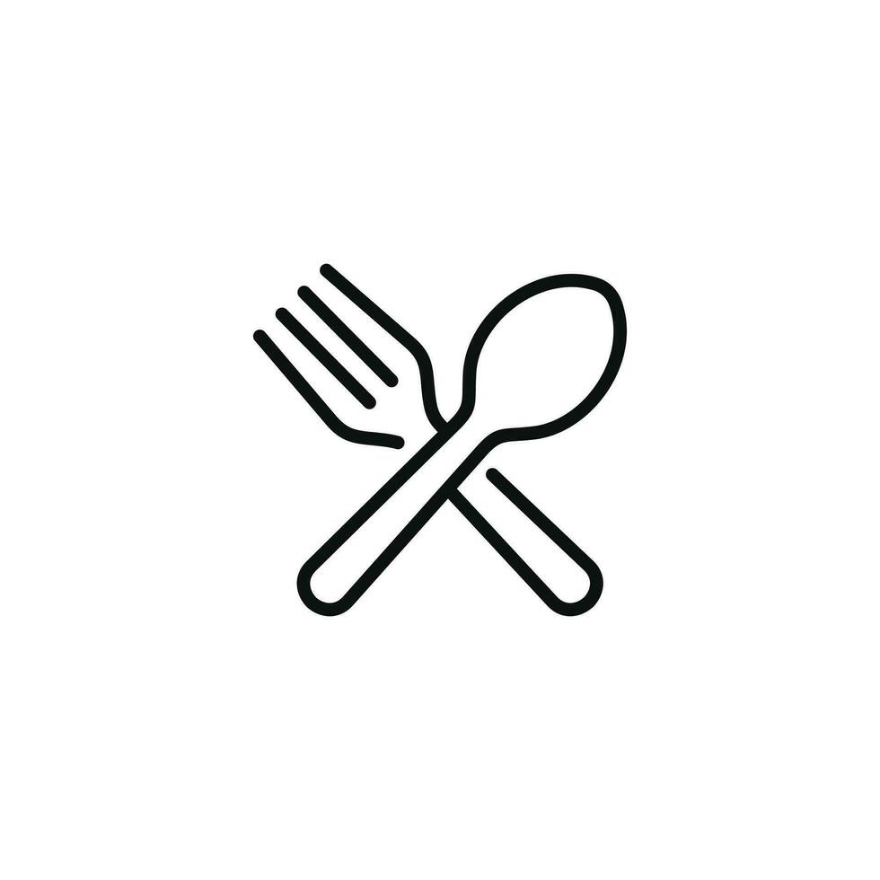 Restaurant line icon isolated on white background. Fork and spoon icon vector