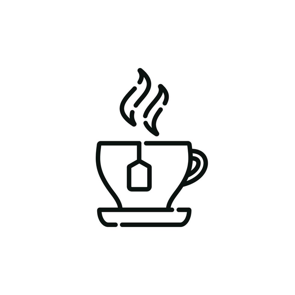 Tea cup line icon isolated on white background vector