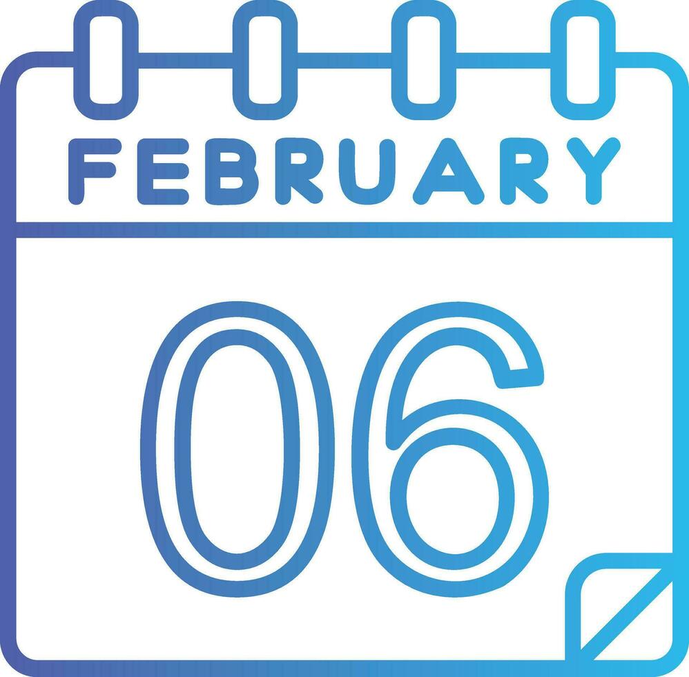 6 February Vector Icon