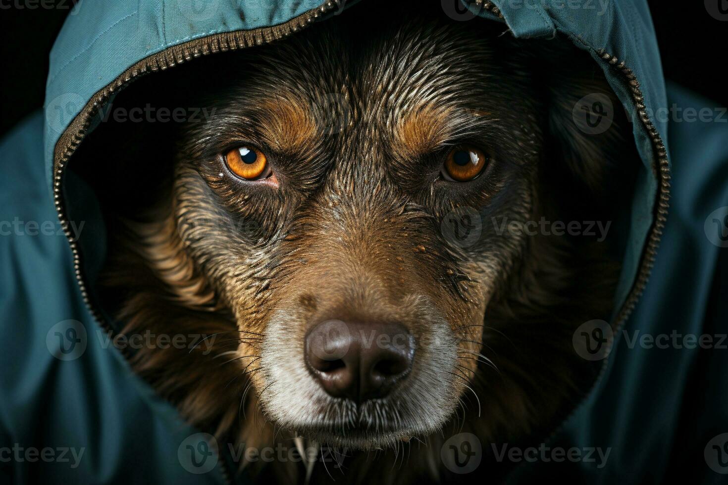 A close-up shot of a dog striking face. generative ai photo