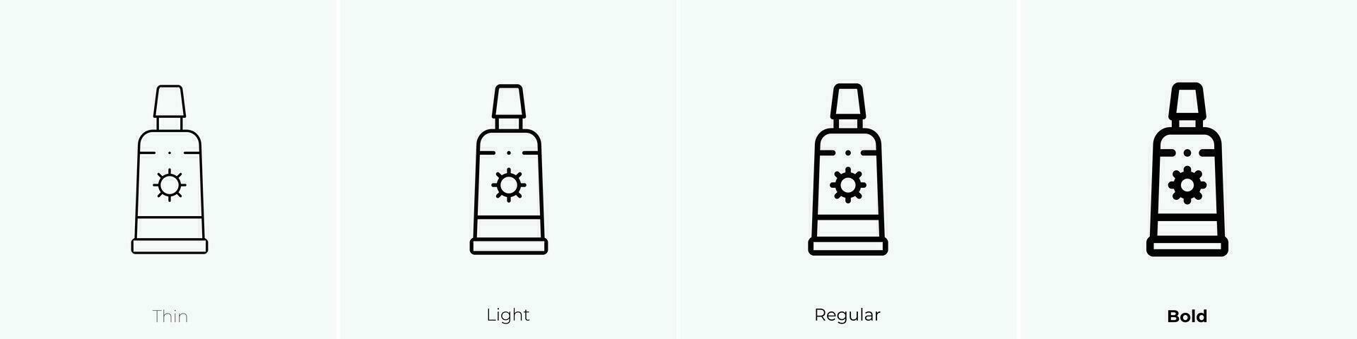 sun cream icon. Thin, Light, Regular And Bold style design isolated on white background vector