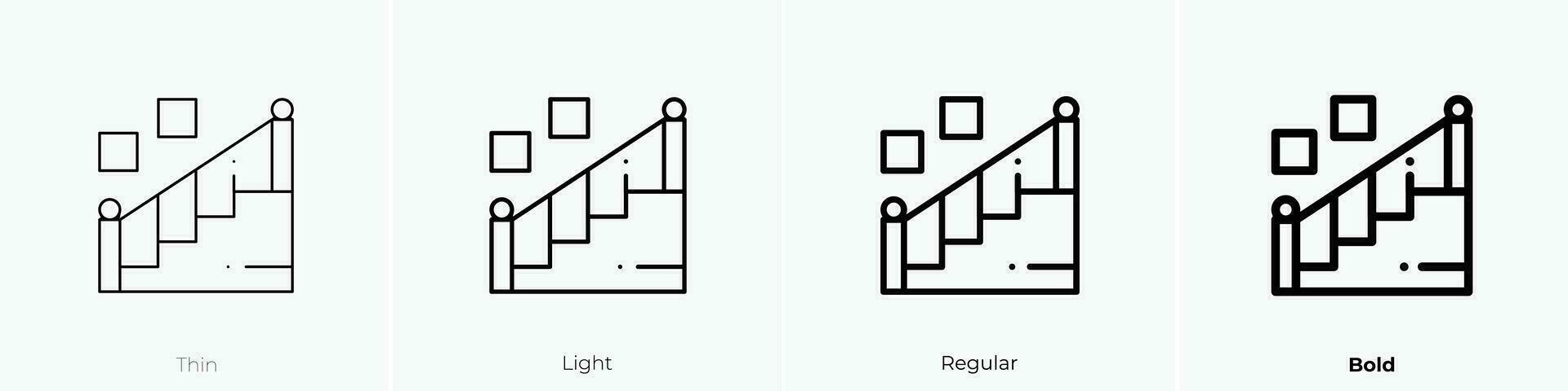 escalera icono. delgado, luz, regular y negrita estilo diseño aislado en blanco antecedentes vector