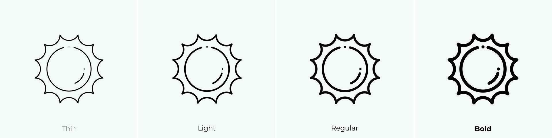 sun icon. Thin, Light, Regular And Bold style design isolated on white background vector