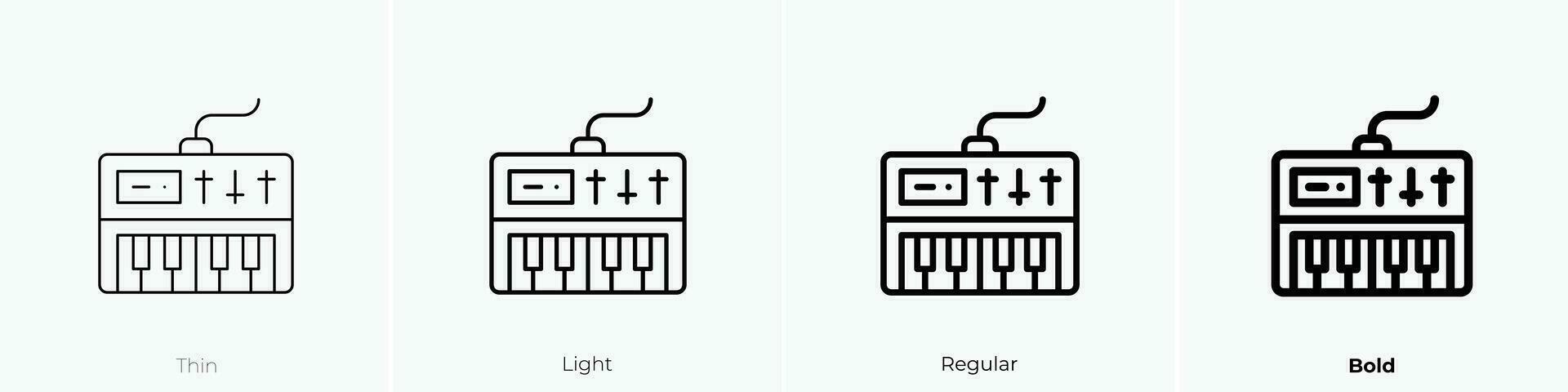 synthesizer icon. Thin, Light, Regular And Bold style design isolated on white background vector