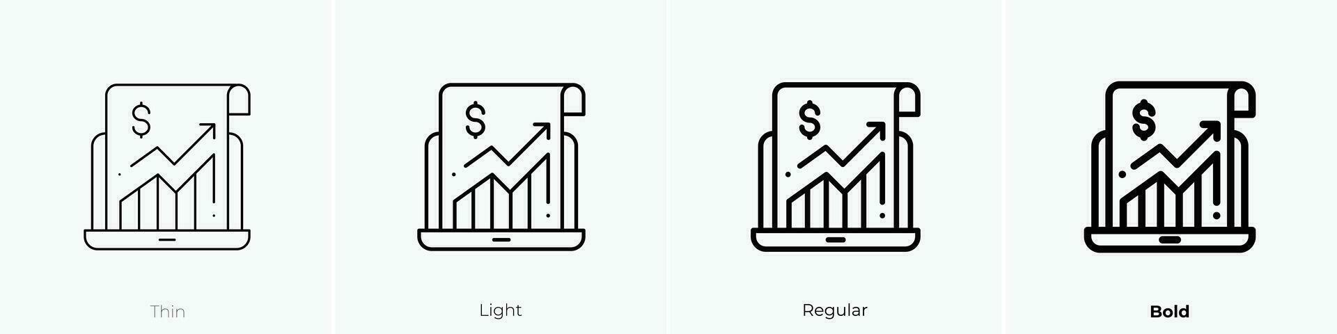 estadisticas icono. delgado, luz, regular y negrita estilo diseño aislado en blanco antecedentes vector