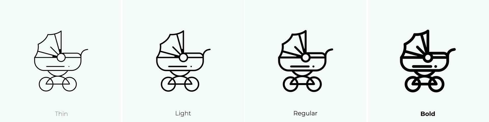 stroller icon. Thin, Light, Regular And Bold style design isolated on white background vector