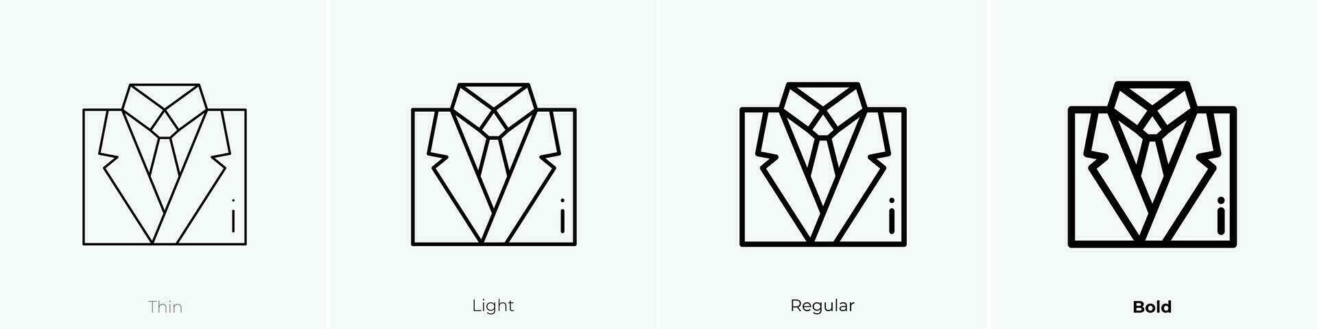 suit icon. Thin, Light, Regular And Bold style design isolated on white background vector