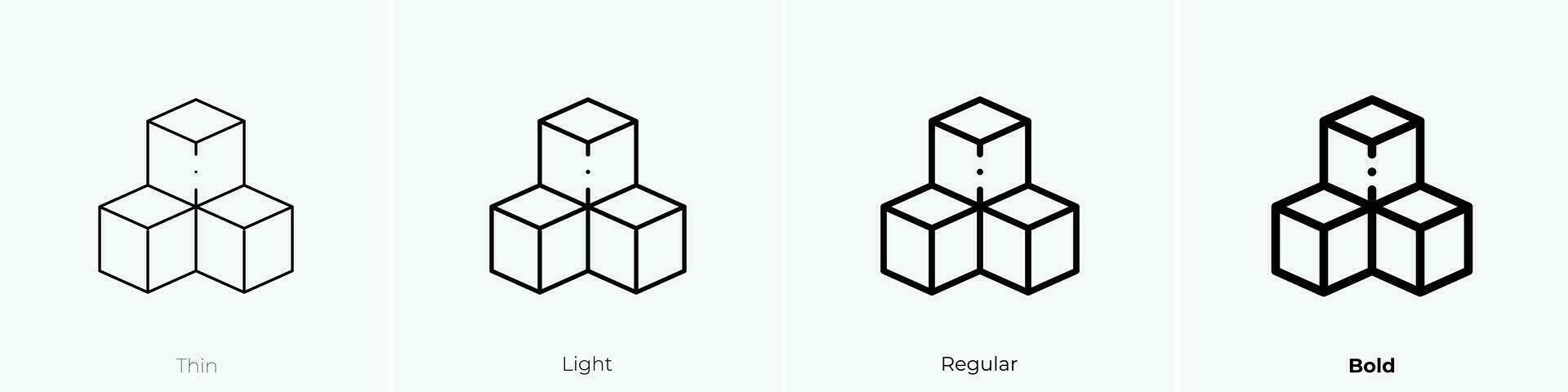 azúcar cubitos icono. delgado, luz, regular y negrita estilo diseño aislado en blanco antecedentes vector