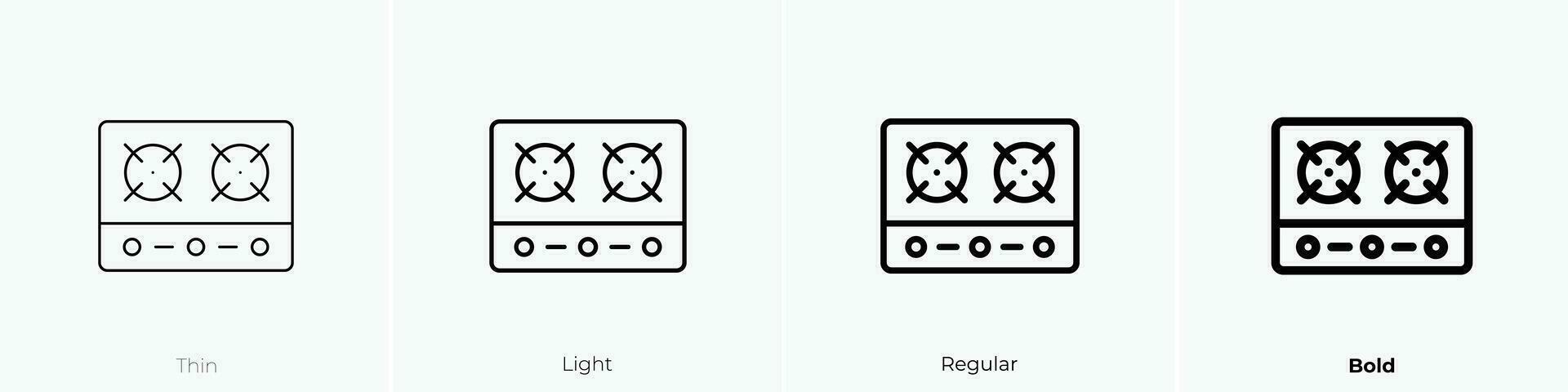 stove icon. Thin, Light, Regular And Bold style design isolated on white background vector