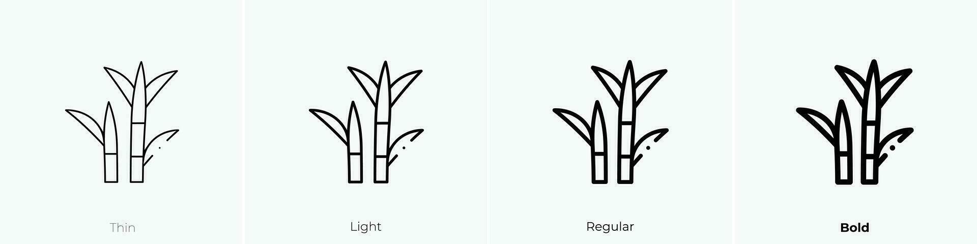 sugar cane icon. Thin, Light, Regular And Bold style design isolated on white background vector