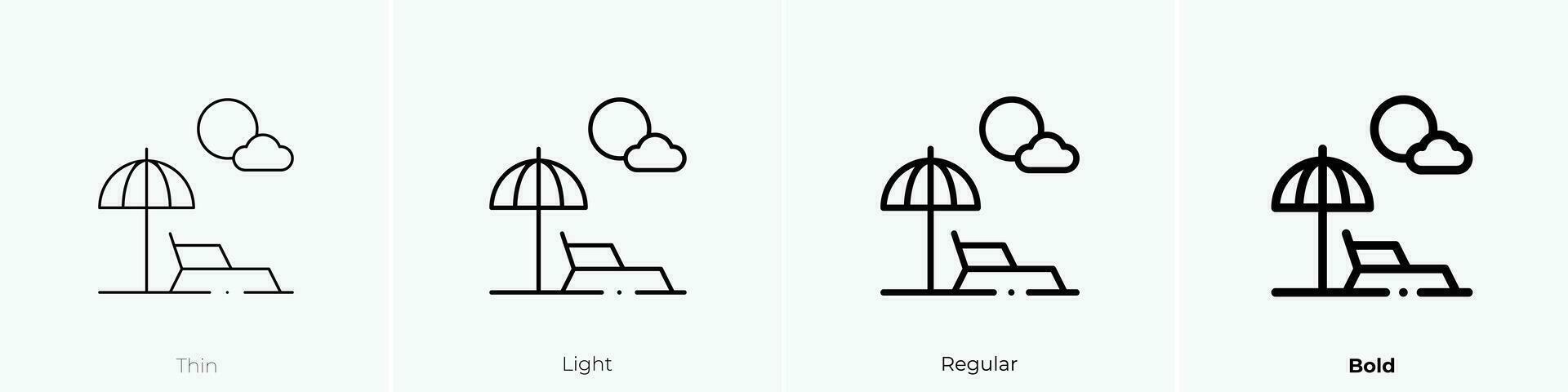 sunbathing icon. Thin, Light, Regular And Bold style design isolated on white background vector