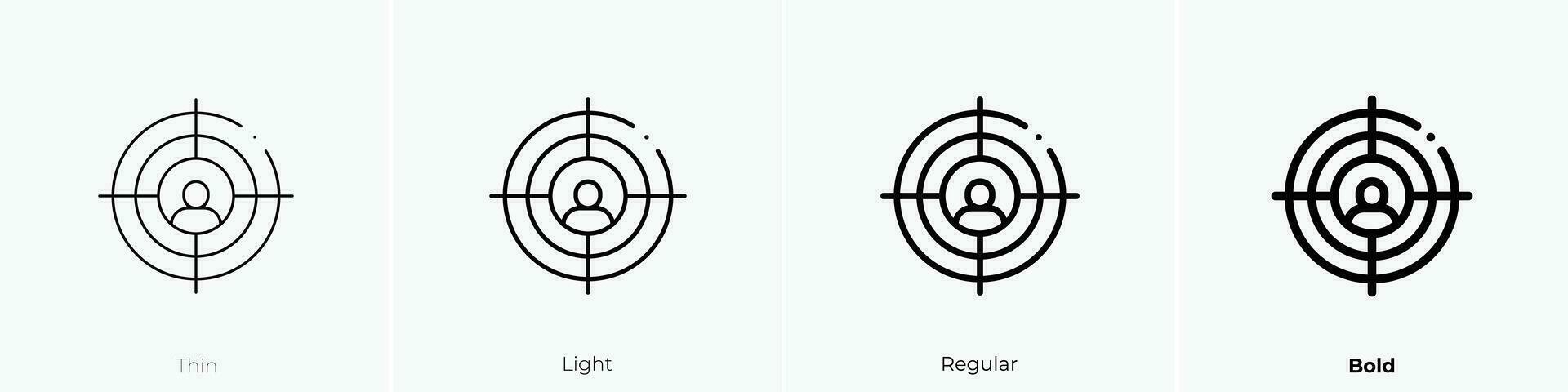 target icon. Thin, Light, Regular And Bold style design isolated on white background vector