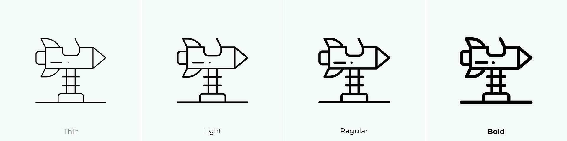 primavera columpio cohete icono. delgado, luz, regular y negrita estilo diseño aislado en blanco antecedentes vector