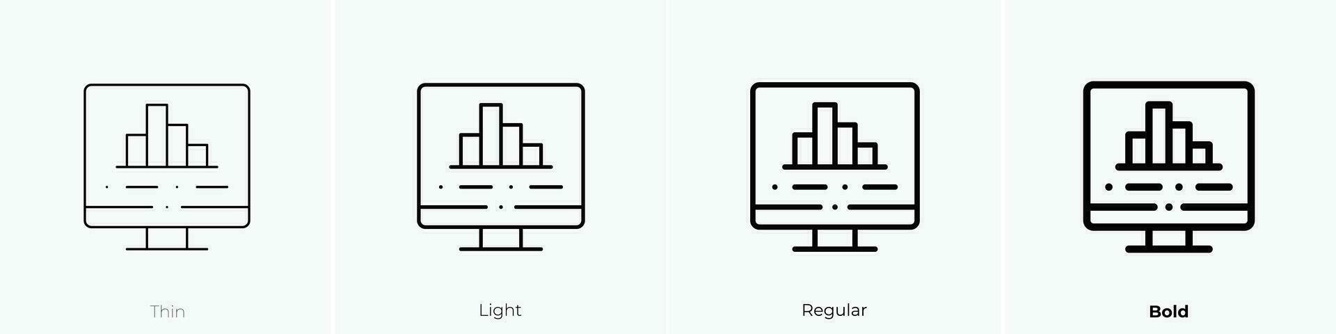 statistics icon. Thin, Light, Regular And Bold style design isolated on white background vector