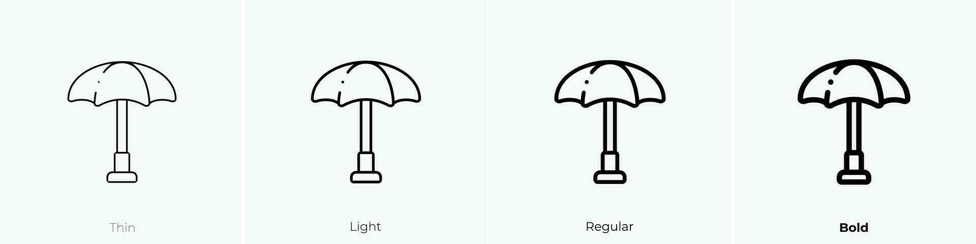 sun umbrella icon. Thin, Light, Regular And Bold style design isolated on white background vector