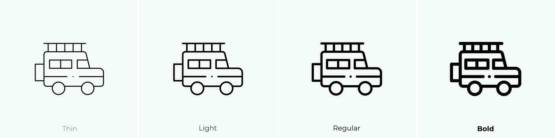 suv icon. Thin, Light, Regular And Bold style design isolated on white background vector