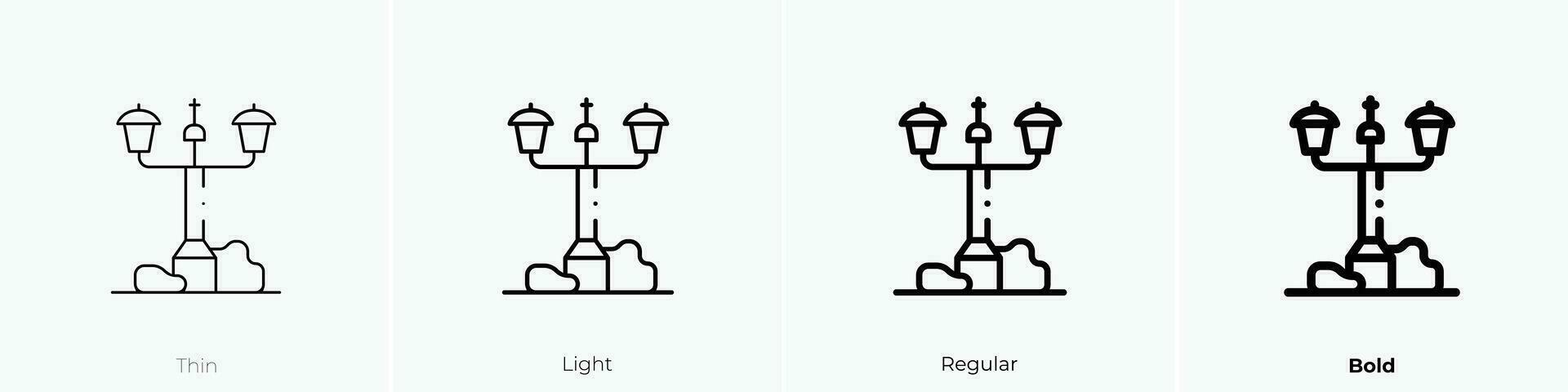 calle lámpara icono. delgado, luz, regular y negrita estilo diseño aislado en blanco antecedentes vector