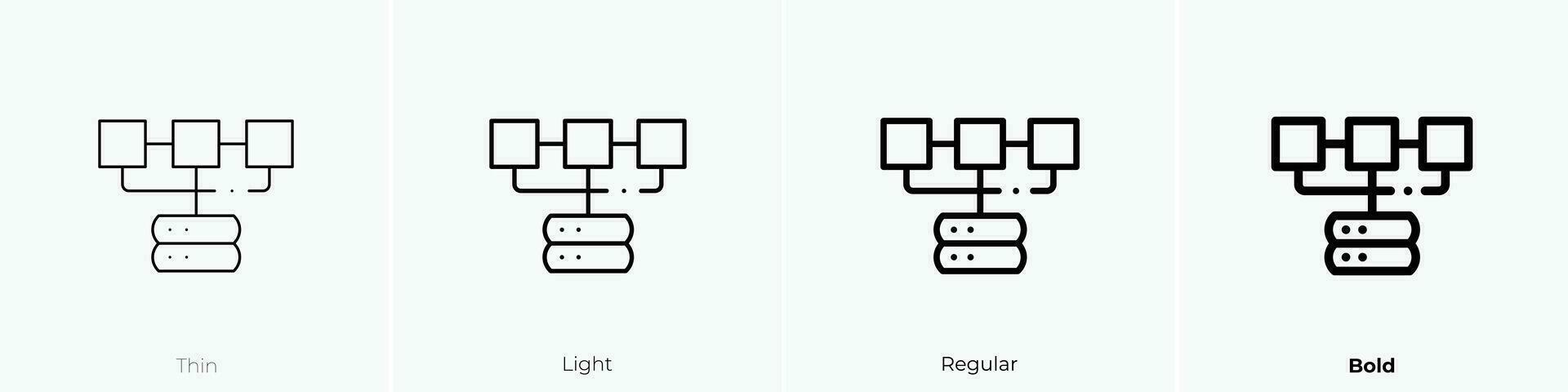 structured data icon. Thin, Light, Regular And Bold style design isolated on white background vector
