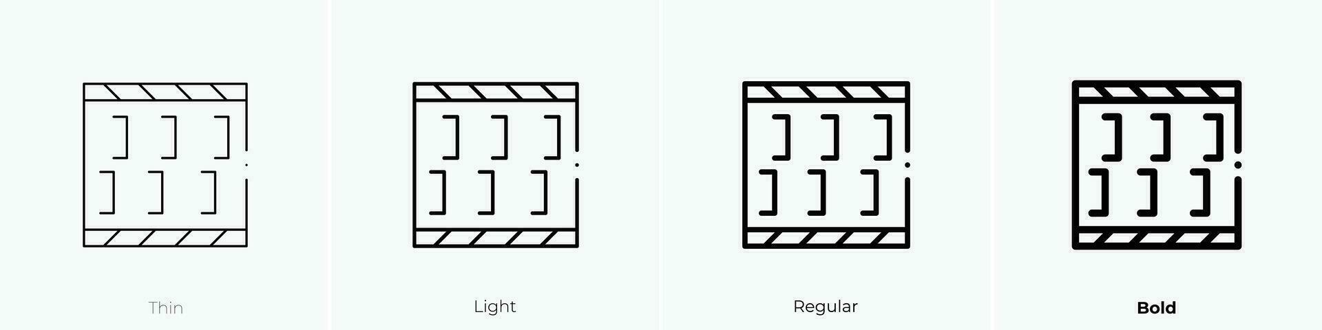 comenzando línea icono. delgado, luz, regular y negrita estilo diseño aislado en blanco antecedentes vector