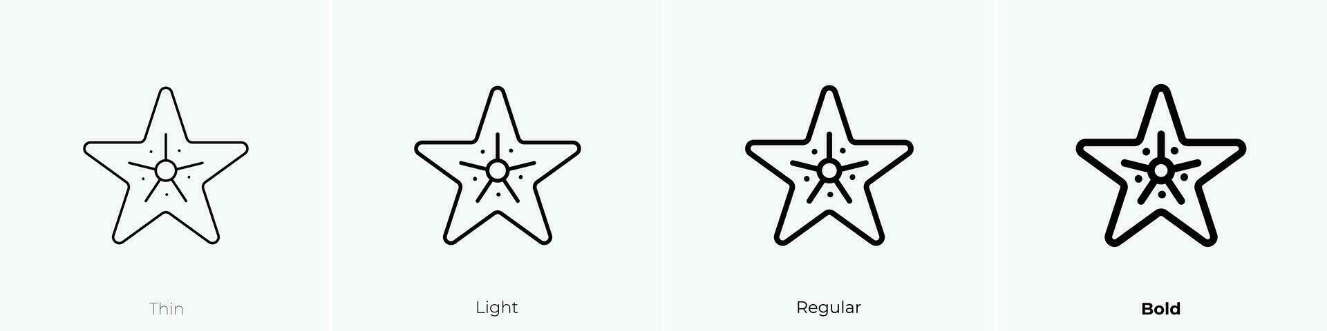 starfish icon. Thin, Light, Regular And Bold style design isolated on white background vector