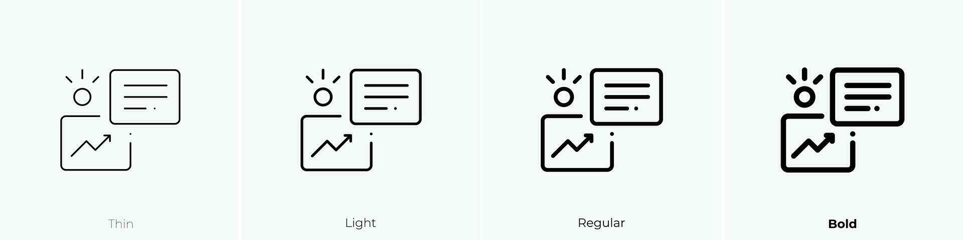 statistics icon. Thin, Light, Regular And Bold style design isolated on white background vector