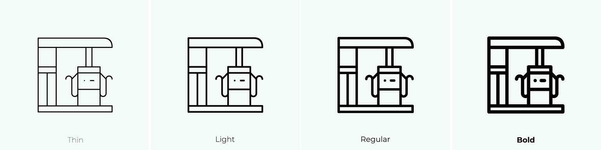 estación icono. delgado, luz, regular y negrita estilo diseño aislado en blanco antecedentes vector