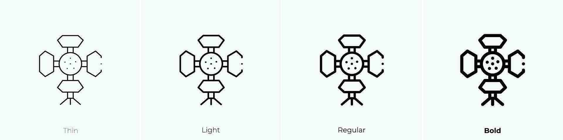 estudio icono. delgado, luz, regular y negrita estilo diseño aislado en blanco antecedentes vector