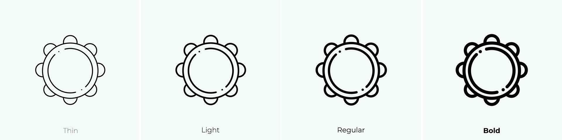 tambourine icon. Thin, Light, Regular And Bold style design isolated on white background vector