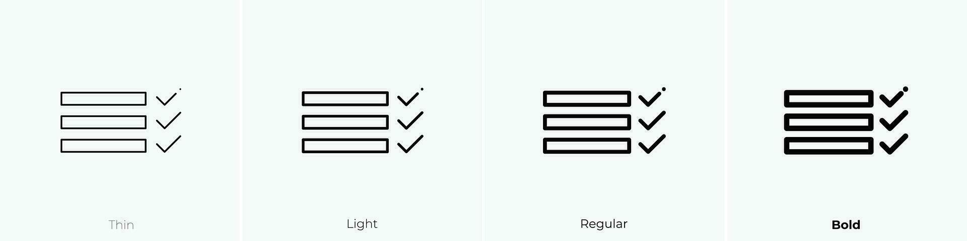 tasks icon. Thin, Light, Regular And Bold style design isolated on white background vector